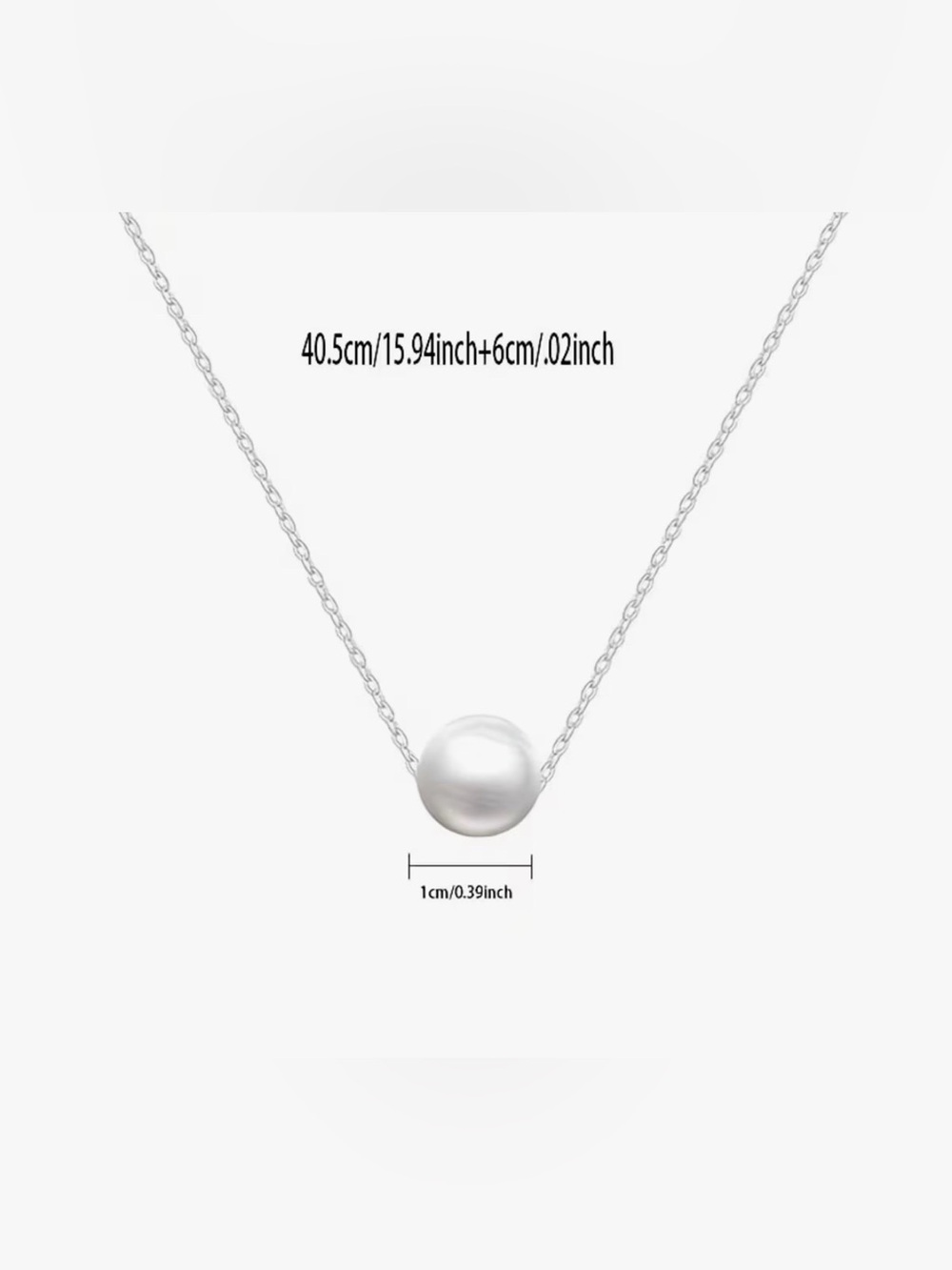 Stainless Steel Dainty faux Pearl necklace - Picture 3 of 3